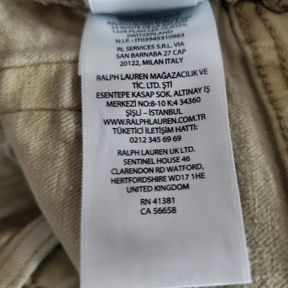 Polo Ralph Lauren Varick Slim Straight Tan Khaki Pants Mens 38x32 Stretch Jeans